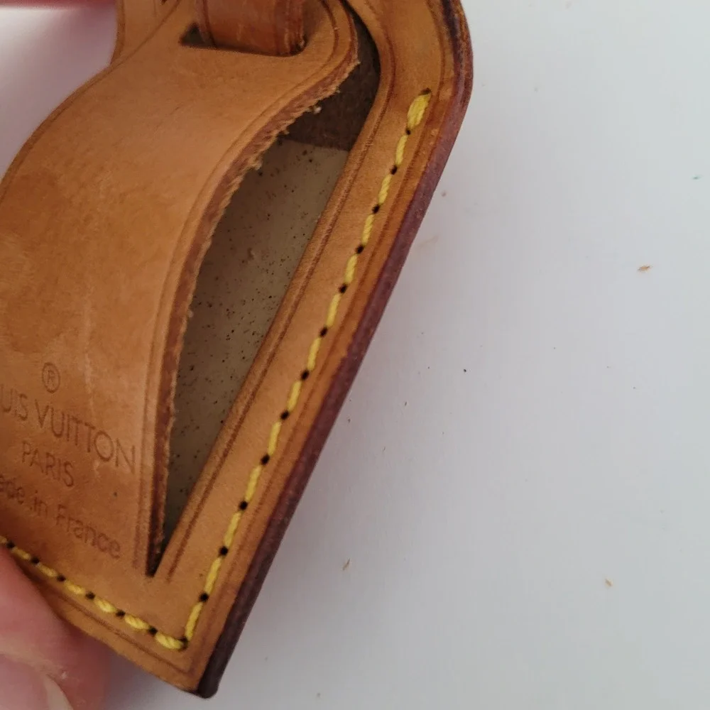 Louis Vuitton Vachetta Leather Luggage Tag Tan Brown Travel Accessory France